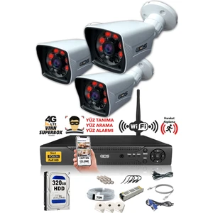 3 Kameralı 5 Mp Lensli 1080P Full HD Kamera Seti - Gece Görüşlü - Su Geçirmez - Cepten İzle