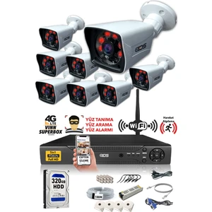 8 Kameralı 5 Mp Lensli 1080P Full HD Kamera Seti - Gece Görüşlü - Su Geçirmez - Cepten İzle
