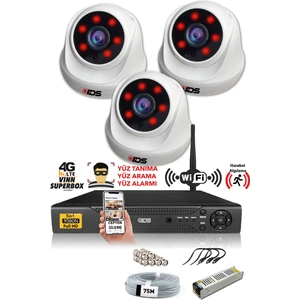 Ids 3 Kameralı 5mp Sony Lensli 1080P Fullhd Güvenlik Kamerası Sistemi - Hard Disksiz