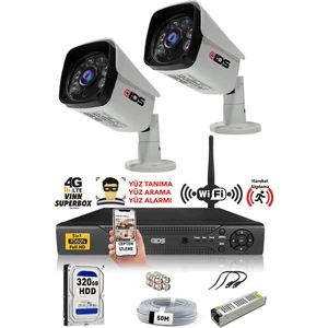 2 Kameralı Set - 5MP Sony Lensli Full HD Gece Görüşlü Güvenlik Kamerası Sistemi 320 Dış