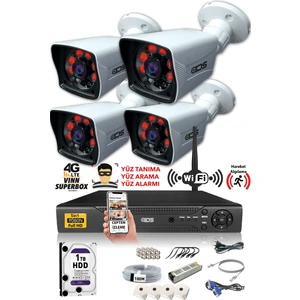 Ids - 4 Kameralı 5 Mp Sony Lensli 1080P Full HD Güvenlik Kamerası Sistemi - Cepten İzle - 1 TB Dış