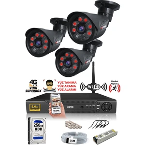 Ids 3 Kameralı 5mp Sony Lensli 1080P Fullhd Güvenlik Kamerası Sistemi - Cepten Izle - 250DIŞ