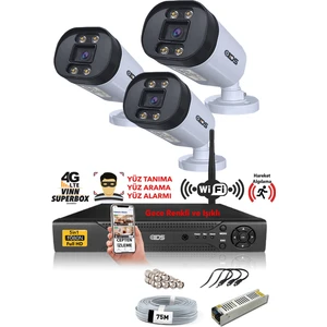 Ids DS-2032HD-WL-SET3-NOHDD 3 Kameralı 5mp Lensli 1080P Fullhd Gece Renkli Full Kamera Seti