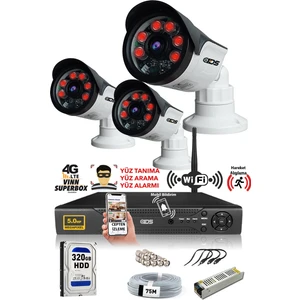 3 Kameralı Set - 5 Mp Sony Lensli Full HD Gece Görüşlü Güvenlik Kamerası Sistemi - Cepten Izle