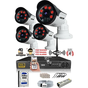 4 Kameralı Set - 5 Mp Sony Lensli Full HD Gece Görüşlü Güvenlik Kamerası Sistemi - Cepten Izle