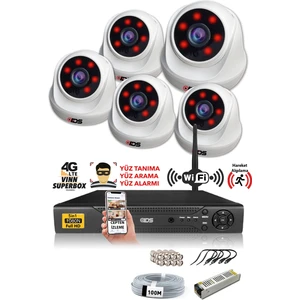 Ids 5 Kameralı 5mp Sony Lensli 1080P Fullhd Güvenlik Kamerası Sistemi - Hard Disksiz