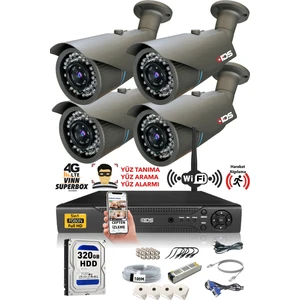 4 Kameralı 5 Mp Lensli 1080P Full HD Kamera Seti - Gece Görüşlü - Su Geçirmez - Cepten İzle
