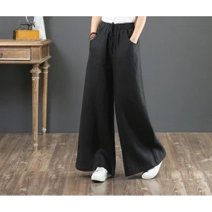 Keten Günlük Pantolon Beli Lastikli Bağcıklı LN12SIYAH