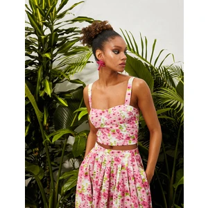 Crop Çiçekli Büstiyer Askılı