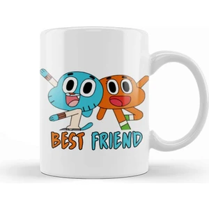 Baskı Dükkanı Gumball & Darwin Baskılı Sevimli Best Friends Kupa Bardak Porselen