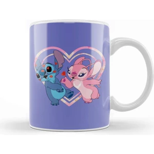 Baskı Dükkanı Lilo And Stitch Stitch And Angel Kiss Kupa Bardak Porselen