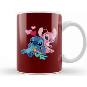 Baskı Dükkanı Lilo And Stitch Stitch & Angel Kupa Bardak Porselen