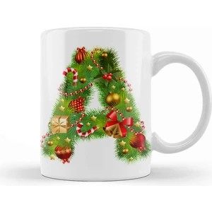 Baskı Dükkanı Yeni Yıl Yılbaşı Özel A Harfli Kupa Bardak Porselen