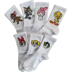 Çorap Dünyam 7’li  Anime Karakterli Tom&jerry  Neşeli Kolej Tenis Çorap