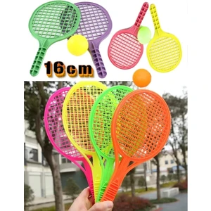 Çocuklar için Hafif ve Dayanıklı Plastik Raket Seti - 2 Raket, 1 Top, Karışık Renkler, 10'lu Bahçe Oyuncağı