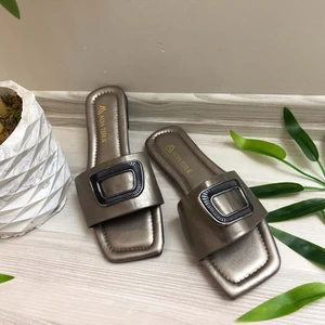 New Optimal Sofia Toka Detaylı Kadın Terlik - Gri - 36