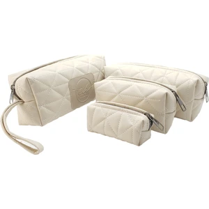 Elite Makyaj Çantası 4 Lü Set  Beyaz Bb Desen