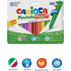 - Dirençli Maksi Üçgen Plastik Mum Boya Kalemi - 12 Adet