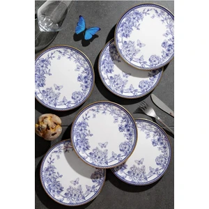6'lı Seramik Pasta Tatlı Sunum Tabağı Seti - 19CM