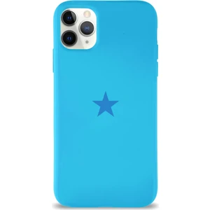 Kzy Apple iPhone 11 Pro Max ile Uyumlu Kapak Yıldız Logolu Içi Kadife Lansman Silikon Kılıf - Açık Mavi