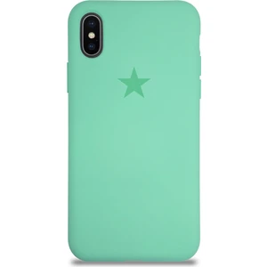Kzy Apple iPhone Xs Max ile Uyumlu Kapak Yıldız Logolu Içi Kadife Lansman Silikon Kılıf - Su Yeşili