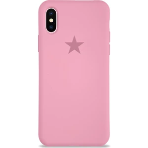 Kzy Apple iPhone Xs Max ile Uyumlu Kapak Yıldız Logolu Içi Kadife Lansman Silikon Kılıf - Pembe