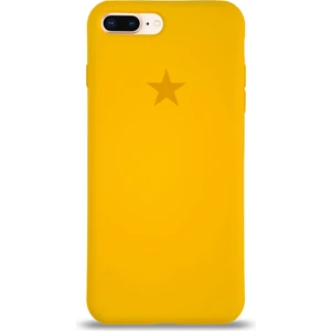 Kzy Apple iPhone 7 Plus ile Uyumlu Kapak Yıldız Logolu Içi Kadife Lansman Silikon Kılıf - Sarı