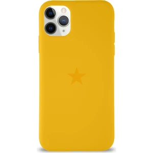 Kzy Apple iPhone 11 Pro Max ile Uyumlu Kapak Yıldız Logolu Içi Kadife Lansman Silikon Kılıf - Sarı