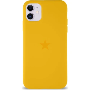 Kzy Apple iPhone 11 ile Uyumlu Kapak Yıldız Logolu Içi Kadife Lansman Silikon Kılıf - Sarı