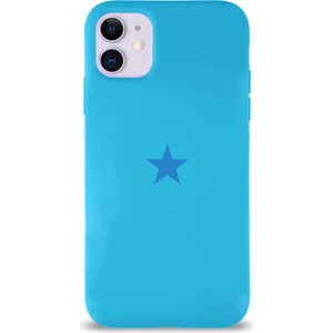 Kzy Apple iPhone 11 ile Uyumlu Kapak Yıldız Logolu Içi Kadife Lansman Silikon Kılıf - Açık Mavi