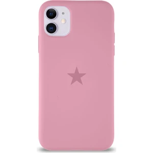 Kzy Apple iPhone 11 ile Uyumlu Kapak Yıldız Logolu Içi Kadife Lansman Silikon Kılıf - Pembe