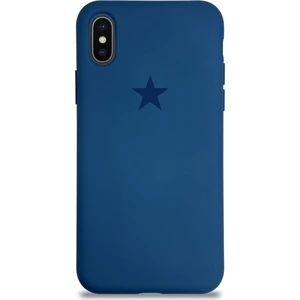 Kzy Apple iPhone x ile Uyumlu Kapak Yıldız Logolu Içi Kadife Lansman Silikon Kılıf - Lacivert
