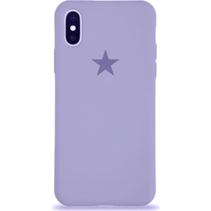 Kzy Apple iPhone x ile Uyumlu Kapak Yıldız Logolu Içi Kadife Lansman Silikon Kılıf - Lila