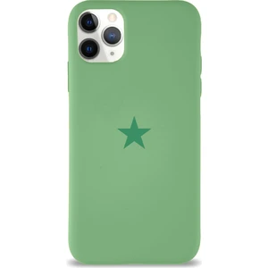 Apple iPhone 11 Pro Max ile Uyumlu Kapak Yıldız Logolu Içi Kadife Lansman Silikon Kılıf - Yeşil