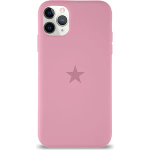 Apple iPhone 11 Pro Max ile Uyumlu Kapak Yıldız Logolu Içi Kadife Lansman Silikon Kılıf - Pembe