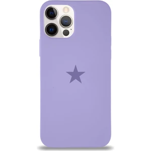 Apple iPhone 12 Pro Max ile Uyumlu Kapak Yıldız Logolu Içi Kadife Lansman Silikon Kılıf - Lila