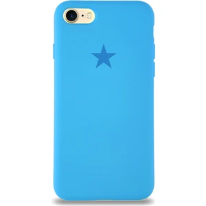 Apple iPhone 7 ile Uyumlu Kapak Yıldız Logolu Içi Kadife Lansman Silikon Kılıf - Açık Mavi