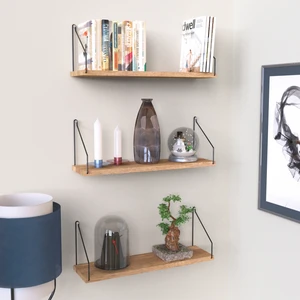 Catchme duvar Rafı Kitaplık Mutfak Banyo Yaşam Alanı 3 'lü Set 15 x 55 cm Çam Siyah