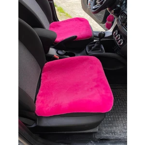 Oto Aksesuarcım Yumuşak Tüylü Peluş Serme Oto Koltuk Koruyucu Minder Ön 2'li Fuşya Pembe
