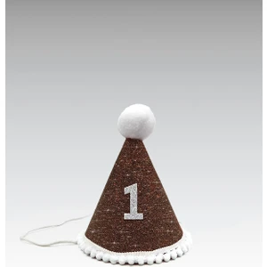 Kahverengi Mini Simli Ponpon Şapka 1 Yaş