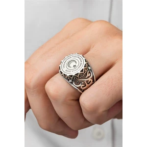 Yüzük Sanatı Cesaretiyle Yaşamayan Esaretiyle Ölür Yazılı 925 Gümüş Erkek Yüzük