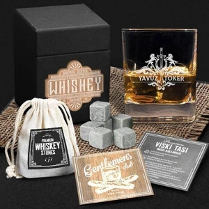 Kişiye Özel Aslan Tasarımlı Hediyelik Viski Seti