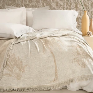 Bedding Beckett Çift Kişilik Keten Yatak Örtüsü - Bej