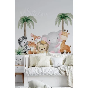 Pembe Tonlarda Uçan Balonlar ve Yıldızlar Çocuk Bebek Odası Duvar Sticker Seti