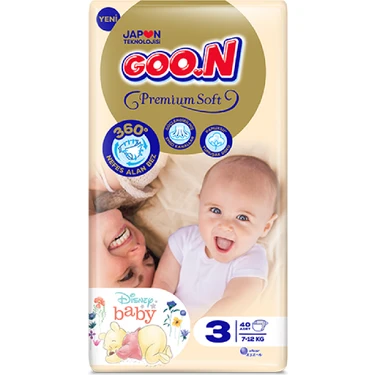 Goo.N Premium Soft 3 Numara Süper Yumuşak Bant Bebek Bezi - 40