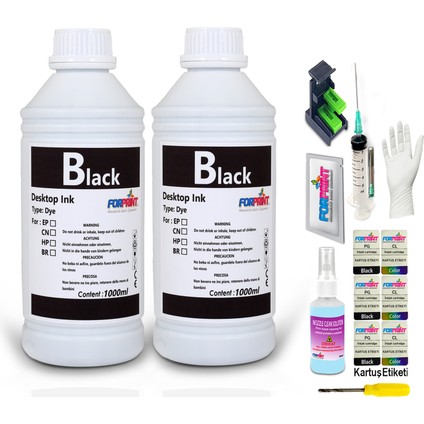 Canon Pıxma TS3450, MG2550S Yazıcı Uyumlu Forprint Dolum Seti 2X1000ML Siyah