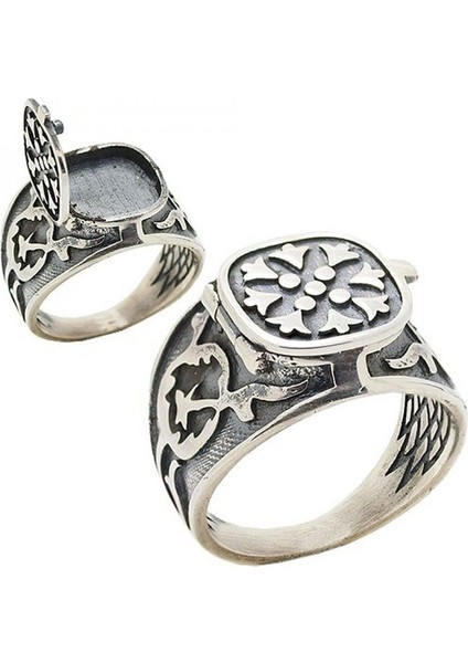 925 Ayar Gümüş Kapaklı Deli Yürek Model Erkek Yüzük