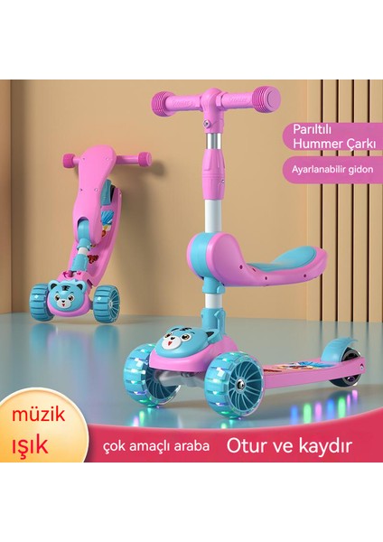 Çocuk Scooter 1-3-6-8-12 Yaş Oturabilir Üçü Bir Arada Yo-Yo Araba Scooter (Yurt Dışından)