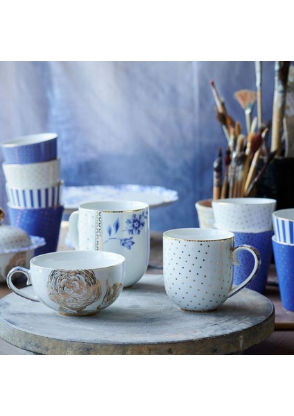 Royal White Mavi Beyaz Porselen Çay Fincanı 225 ml fiyatları