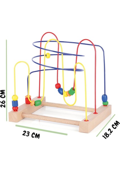 Büyük Boncuklu Helezon - Doğal Ahşap Eğitici Boncuklu Koordinasyon Oyunu - 225X325X310 fiyatları